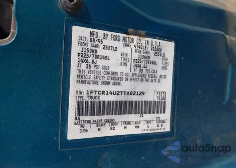 1996 Ford Ranger Super Cab from USA, damaged, VIN 1FTCR14U2TTA02129